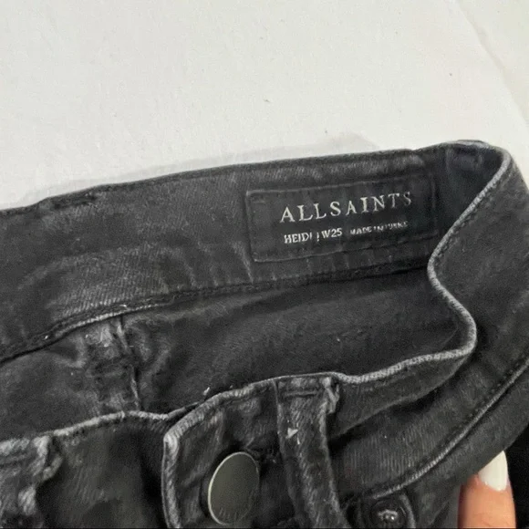 All Saints Black Heidi Crop Flare Raw Hem Jean - Picture 6 of 11